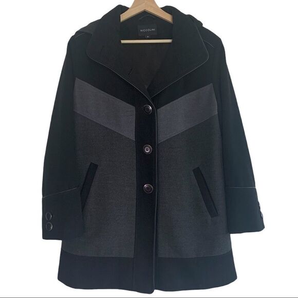NICCOLINI Beautiful! Button Down Black Grey Coat - Picture 1 of 12